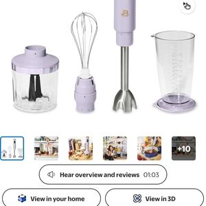 Beautiful By Drew Barrymore Lavender Handheld Immersion Blender New